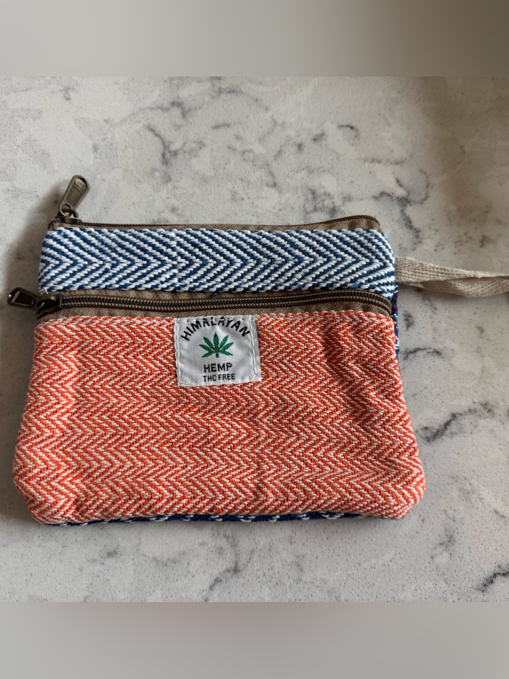 Himalayan Hemp Orange & Blue Woven Wristlet Clutch